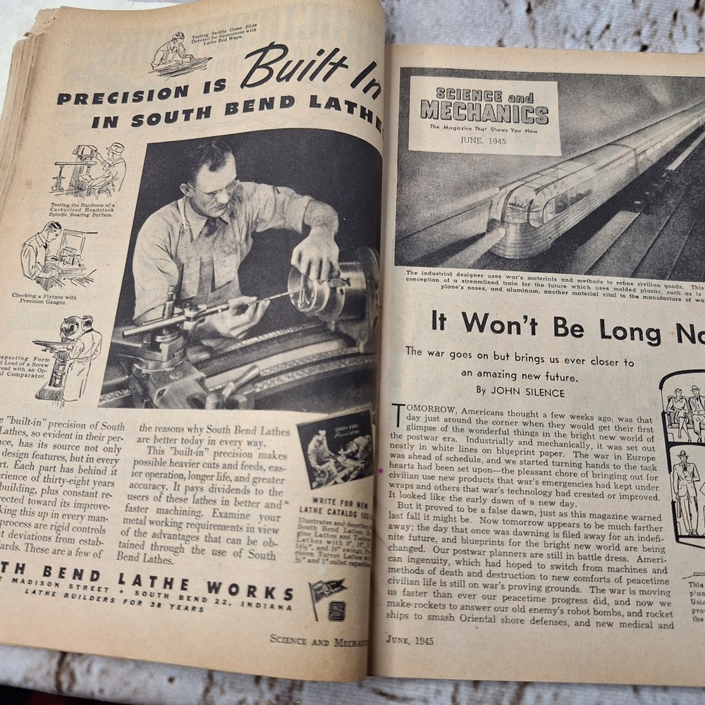 Vintage June 1945 Science and Mechanics Magazine Train of the Future DIY Plans - Picture 5 of 10